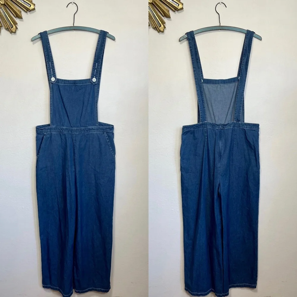 American Apparel Denim Wide Leg Crop Overalls - Picture 2 of 16